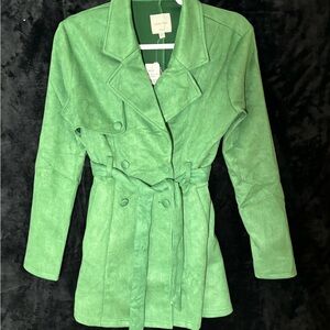 Love Tree Green Trench Coat with Belted Waist